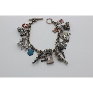 Aarre & Krogh Denmark‎ modernist sterling silver toggle bracelet w/ charms